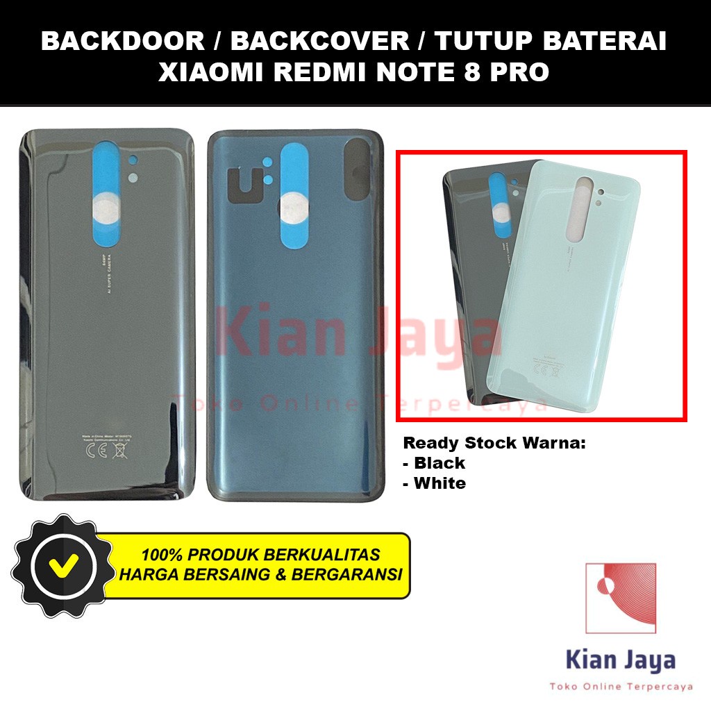 Backdoor Xiaomi Redmi Note 8 Pro Back Cover Tutup Belakang Baterai Cassing Casing Backcase Original