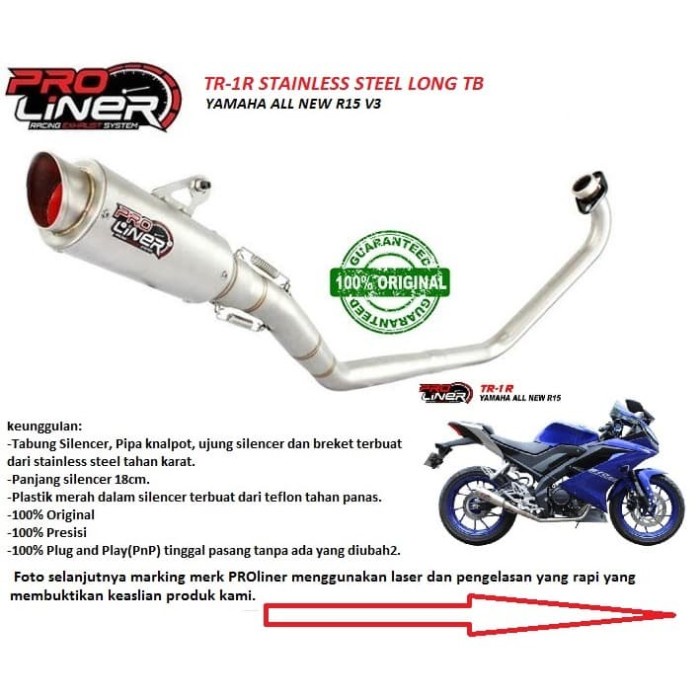 KNALPOT RACING PROLINER TR-1R LONG TB ALL NEW R15 R 15 V3 ORI ORIGINAL