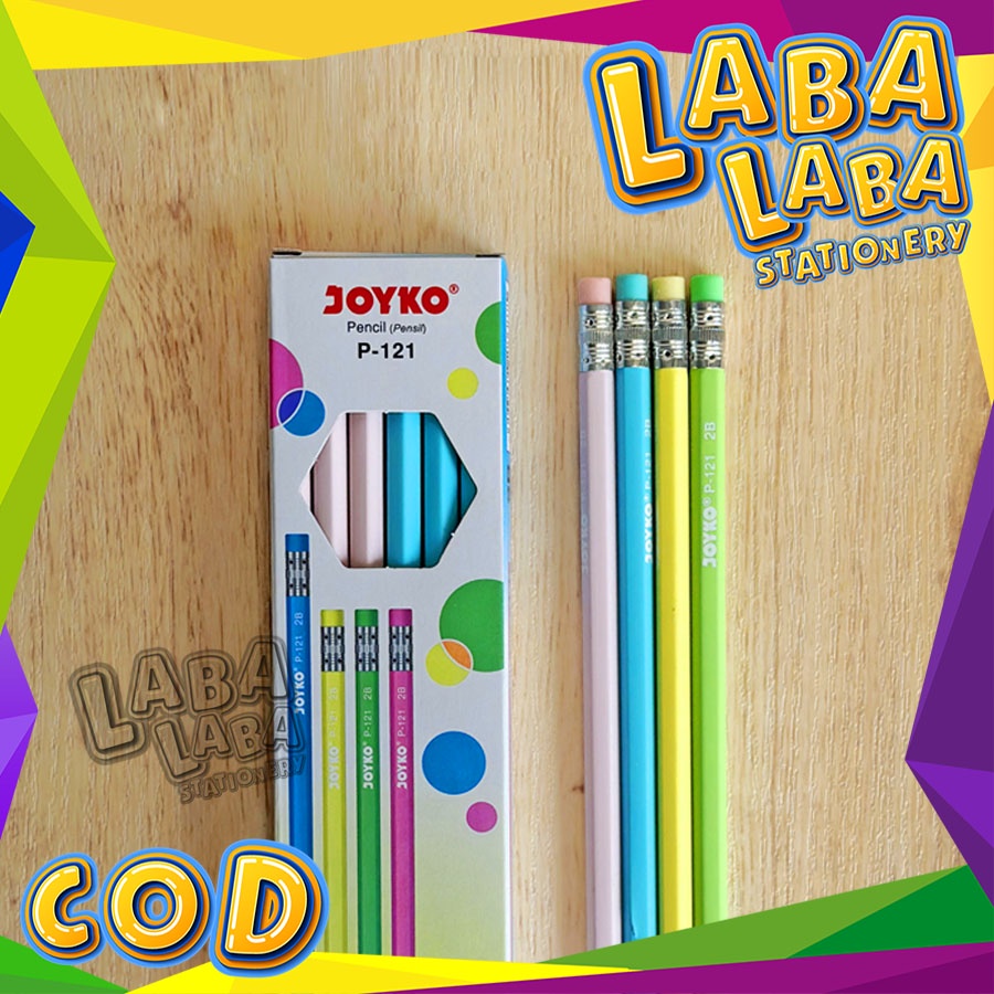 

LabalabaStationery Pensil 2B JOYKO P-121 Pastel Ada Penghapus (LUSIN)