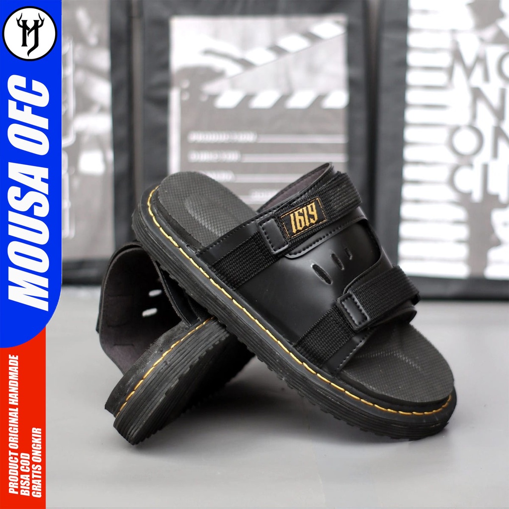 Sandal Docmart Pria Slide Sendal Casual Distro New Trendy Hitam Original Mousa Santos