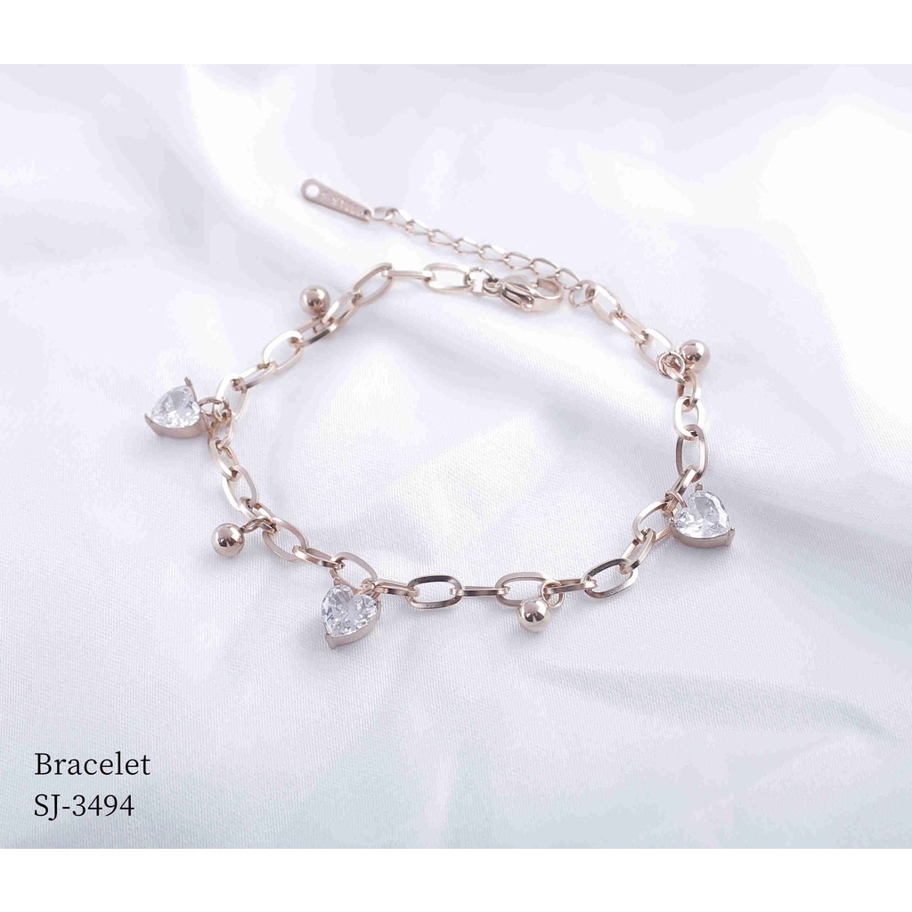 Gelang Titanium Rantai Permata Perhiasan Wanita Jewelry 3494