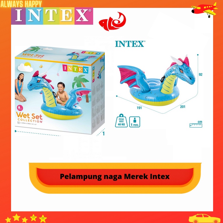 Pelampung Renang Anak Motif Naga Floaties Dragon Ride On Intex 57463