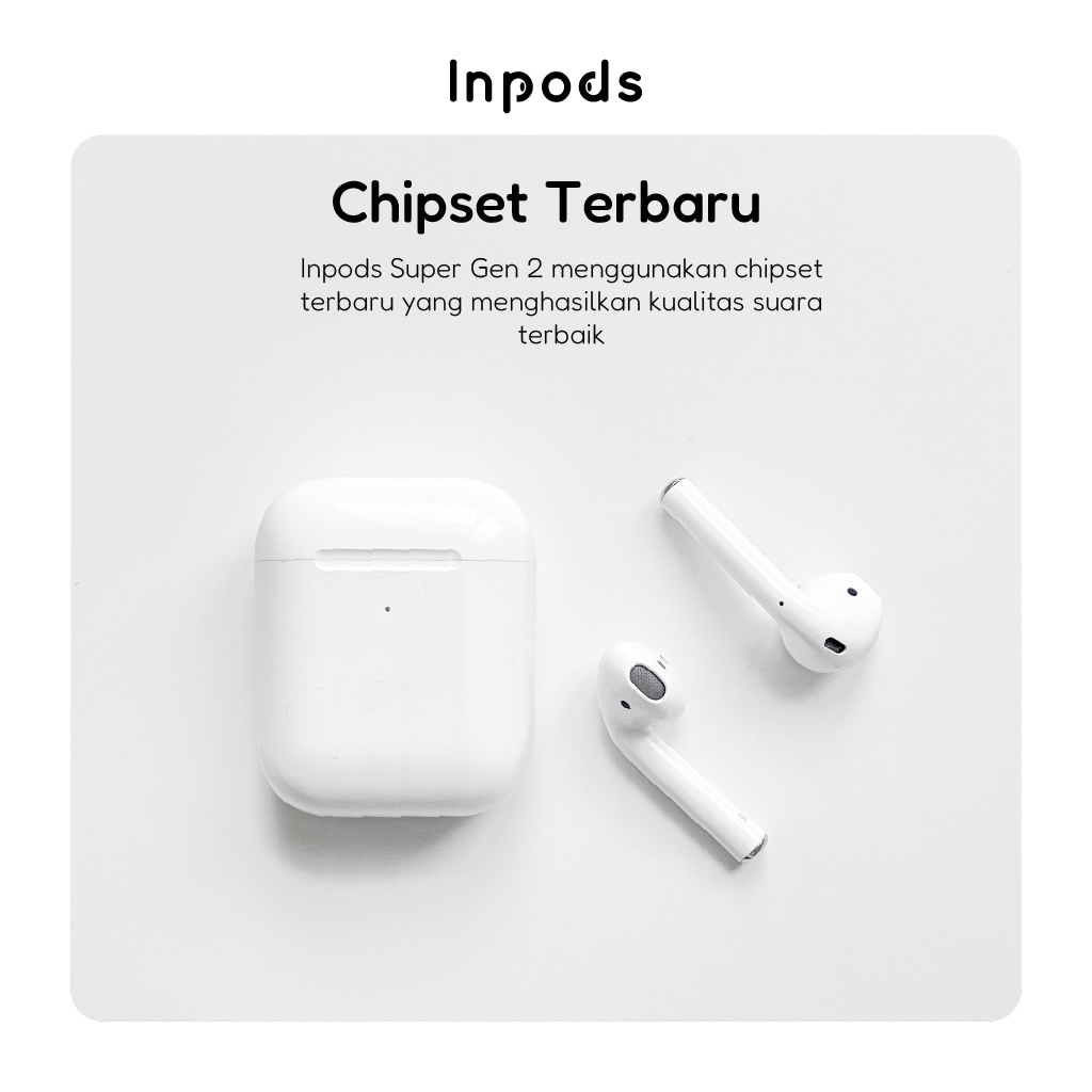 Inpods Super Gen 2 TWS Headset Bluetooth Earphone Earbuds Handsfree Hedset With Wireless Charging Case Final Upgrade