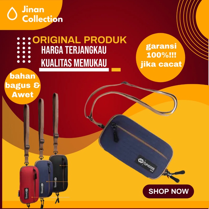 tas selempang pria  tas pria slingbag phone dompet leher wallet hp cowok sling pouch flash - navy(B0