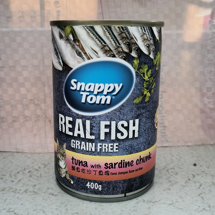 Makanan Kucing Snappy Tom Kaleng Adult Tuna With Sardine Chunk Kemasan 400G