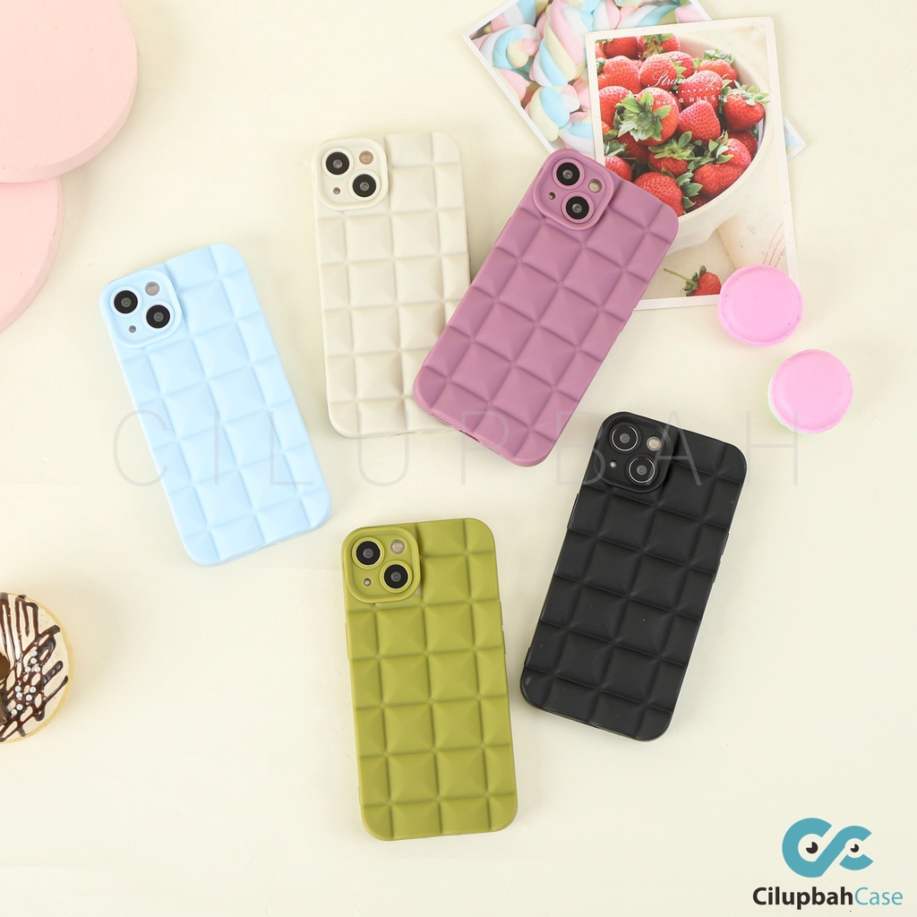 Silicone Waffle Square Full Lenscover Case for iPhone 12 Pro Max / 13 Pro Max / 14 Pro Max