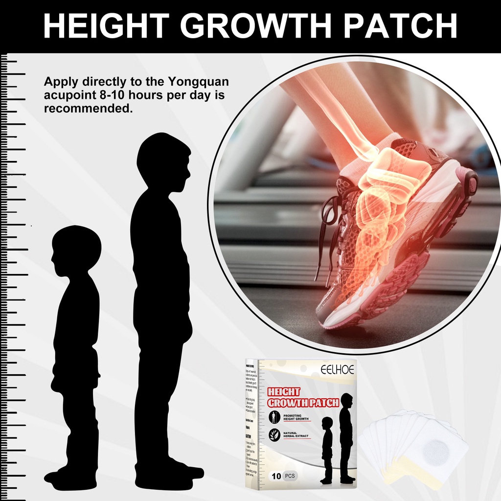 EELHOE Height Growth Patch Peninggi Koyo Badan Obat Cina Foot Patch Height Up 10pcs / Penambah Tinggi Badan Super Cepat Asli 100% (AMPUH TERBUKTI CEPAT MENINGGIKAN)