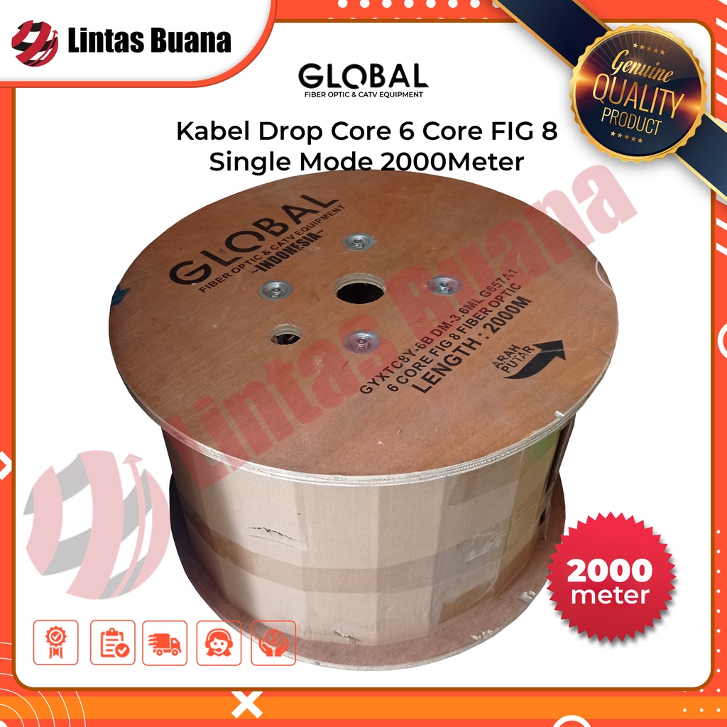 Global Kabel Drop Core 6 Core FIG 8 Single Mode 2000Meter