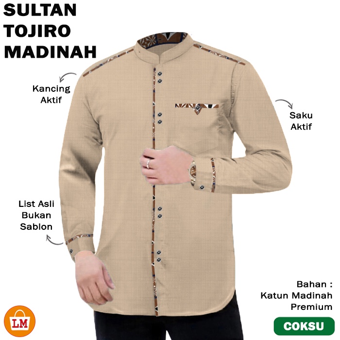 Baju Koko Pria Muslim SULTAN TOJIRO MADINAH Katun Premium Big Size Oversize M-3XL LMS 31662