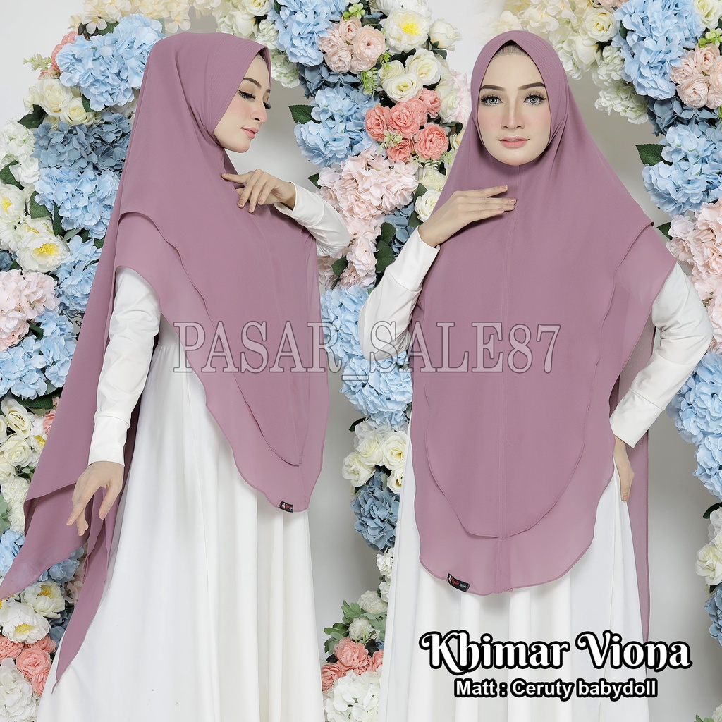 Khimar VIONA Ceruty BabyDoll Kerudung Syar'i Ceruty 2 Layer Jilbab Jumbo PASAR  HIJAB