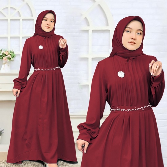 MAXI DRESS REIN RELINE GAMIS ANAK PEREMPUAN TERBARU BAHAN SHAKILA PREMIUM AKSEN MUTIARA PEARL TEMBAK