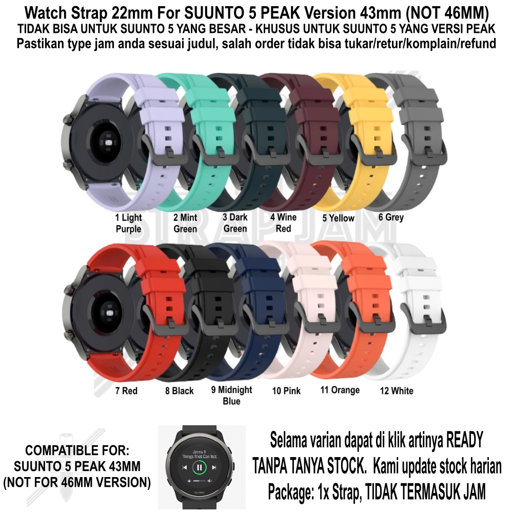 T2P Strap 22mm Untuk Suunto 5 Peak 43mm (VERSI PEAK) - Tali Jam Tangan Pin Quick Release