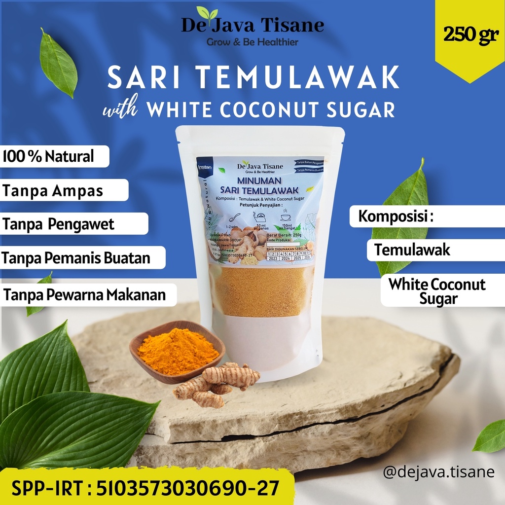 

Temulawak Instan 250 gr Sari Temulawak Tanpa Ampas Gula Kelapa Putih White Coconut Sugar