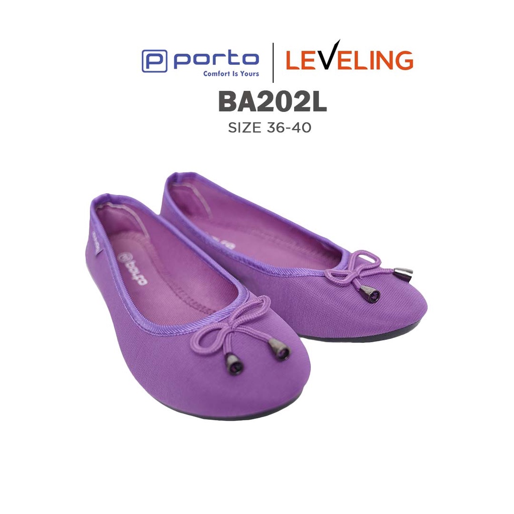 BA202L - Porto Leveling Cuci Gudang Sepatu Wanita Flatshoes Balet Kain Nyaman Empuk Simple Pita Korea Casual Original Porto