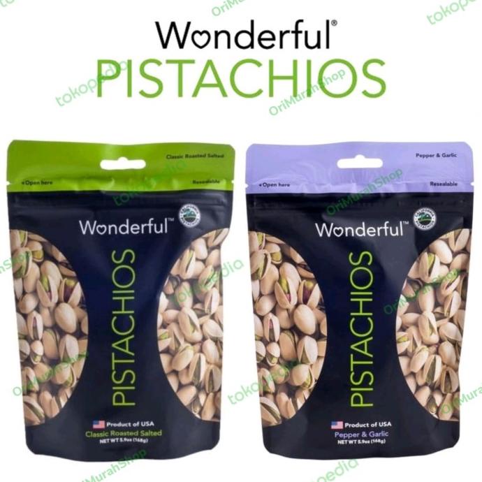 

Kacang Wonderful Pistachios Classic Salt Pepper Garlic Pistachio 168 g