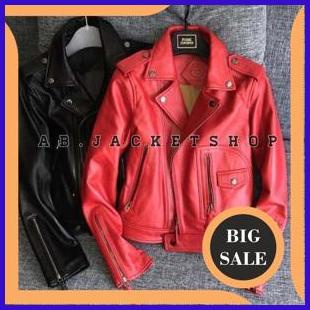 Jaket ramones kulit asli pria jaket kulit double kerah kulit domba premium 1M4R23 limited stock