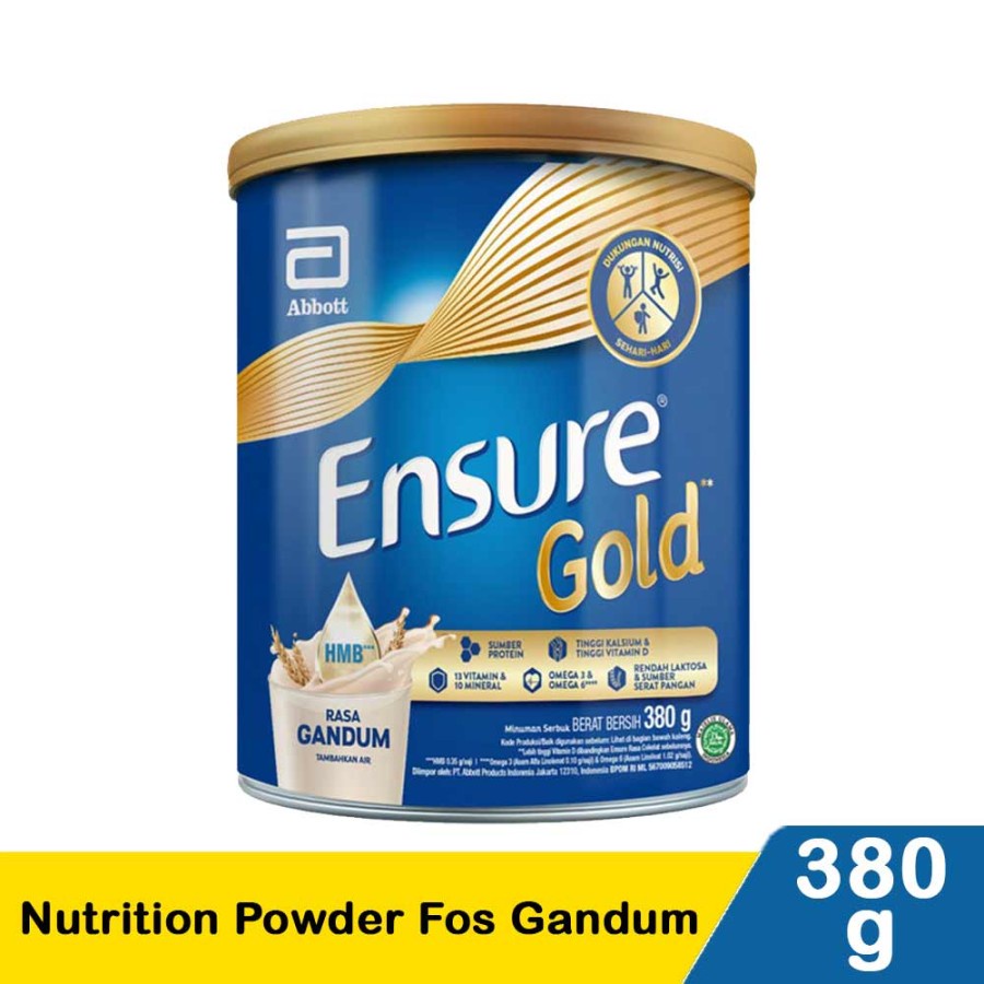 

Susu Ensure Gold HMB Gandum 380 Gram - Susu Nutrisi Dewasa Rendah Laktosa