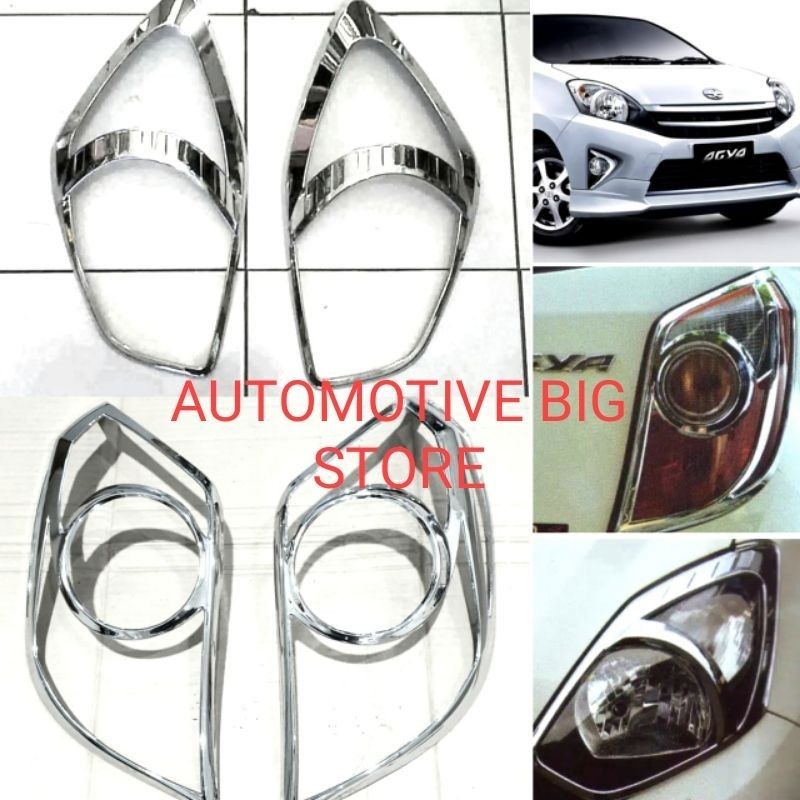 Garnish List cover lampu mobil Agya Ayla Lama New 2013 2014 2015 2016 Chrome Depan Belakang