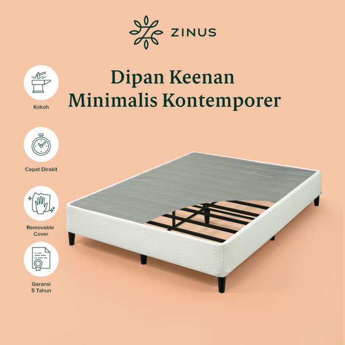 Tempat Tempat Tidur Dipan Zinus Keenan Cover Jacquard Putih Diy Bed In A Box