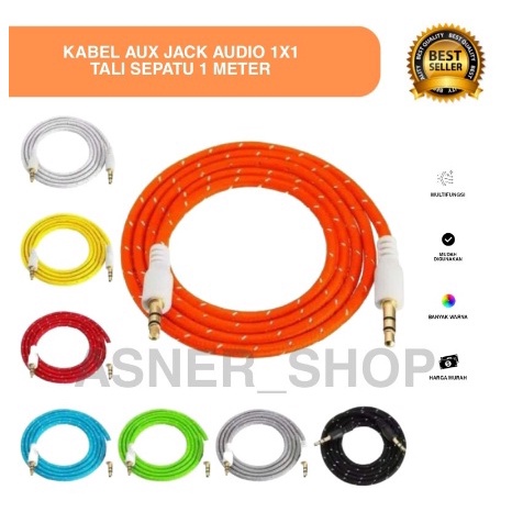 Kabel Aux Audio Mobil Jack 3,5mm Model Tali Sepatu Bagus Kuat