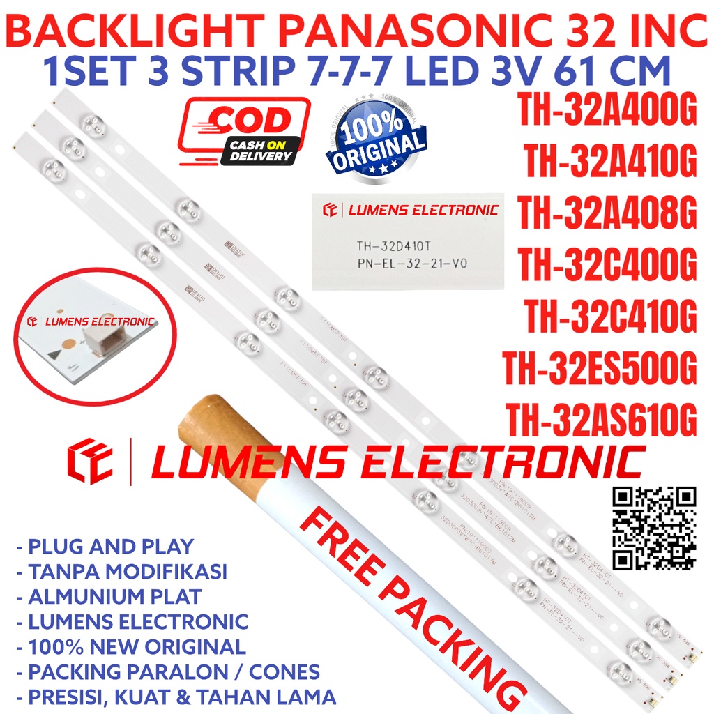 BACKLIGHT TV LED PANASONIC 32 IN 32A400 32A410 32A408 32C400 32C410 32ES500 32AS610 32A400G 32A410G 