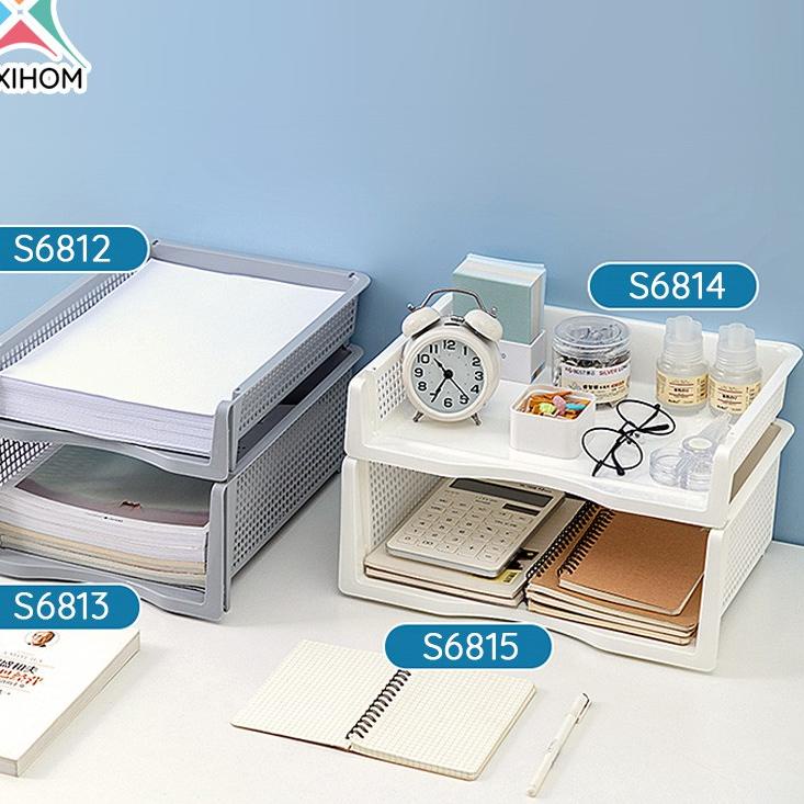 『Perdana』 Oxihom Rak Susun Rak Dokumen Kertas Stationary Plastik Stackable Tray