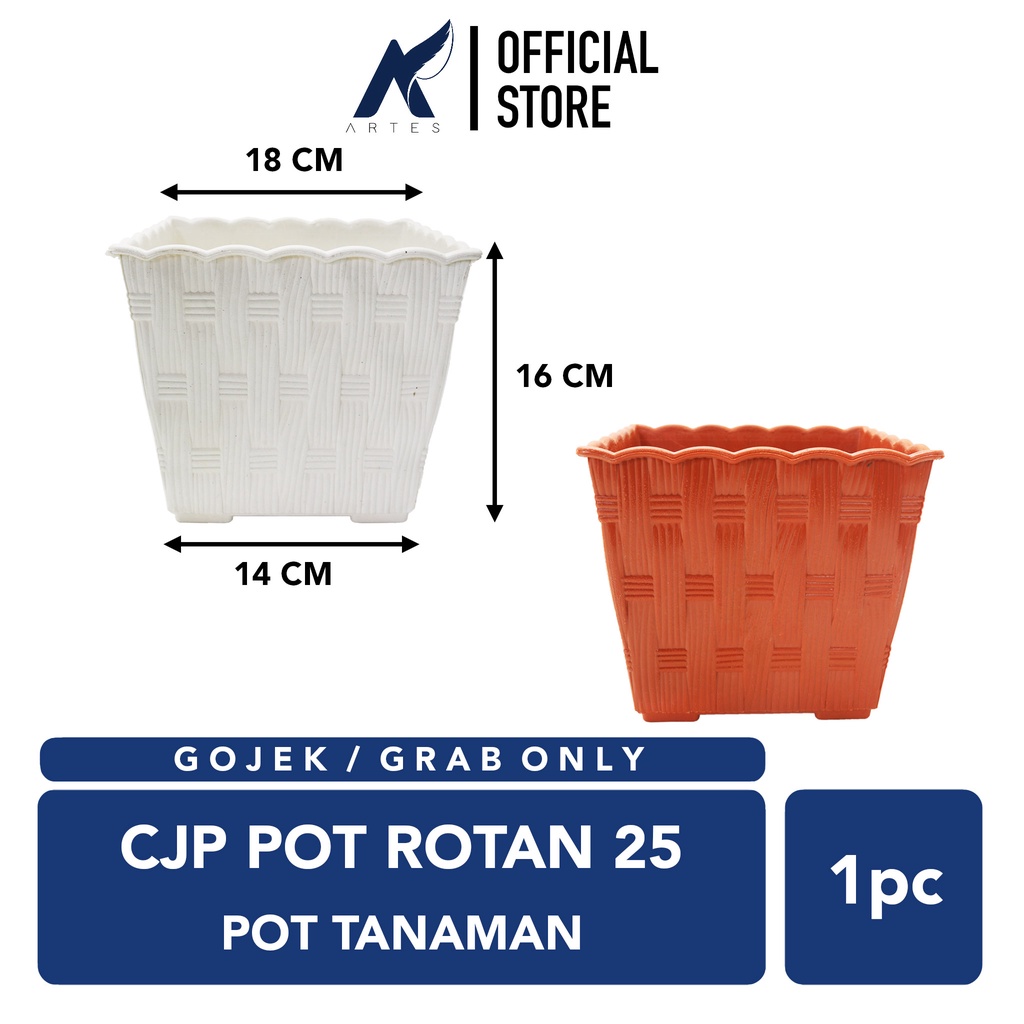 GOJEK-GRAB ONLY CJP ROTAN 25 Pot Kotak Tanaman Tumbuhan Bunga Plastik Putih Cokalt Citra Jaya Plasti