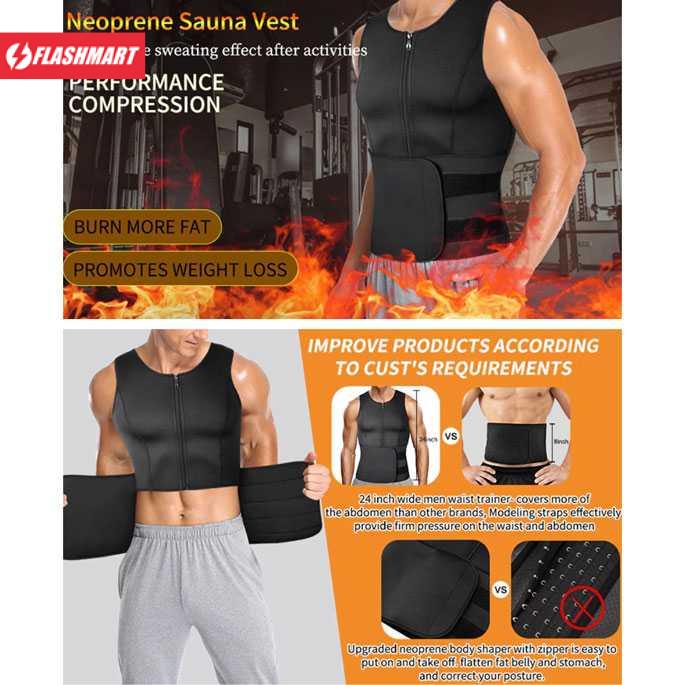 Flashmart Korset Pembentuk Badan Pria Shaper Corset Vest Single Velcro - MWL10