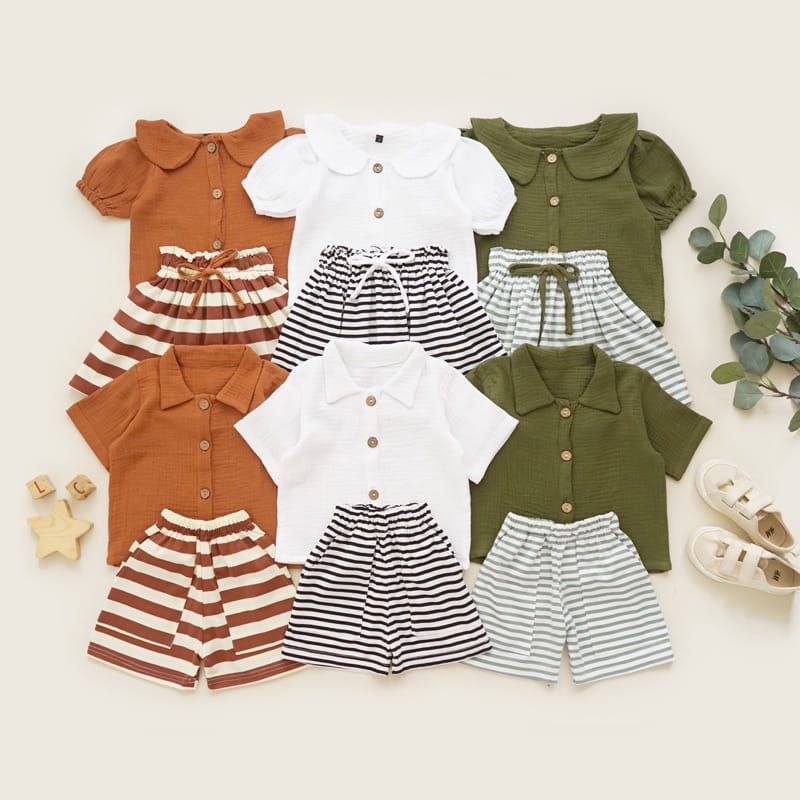 SETELAN KARYL GIRL ROK STRIPES &amp; SETELAN KARLY BOY CLN STRIPES