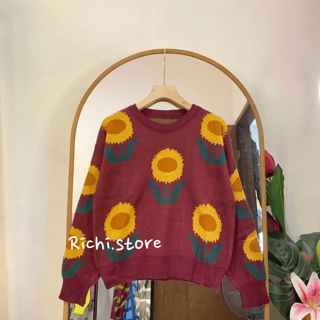 MENTARI SWEATER RAJUT MOTIF SUNFLOWERS