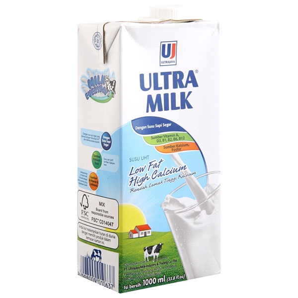 Promo Harga Ultra Milk Susu UHT Low Fat Full Cream 1000 ml - Shopee