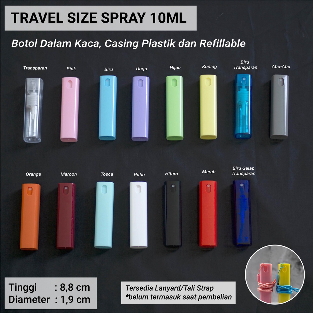 Travel Size 10ml Botol Spray Casing Plastik Parfum Isi Ulang