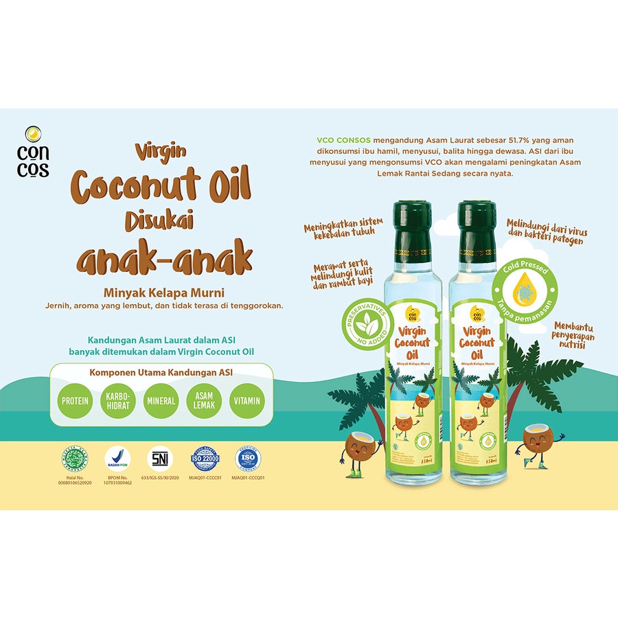 

CONCOS VIRGIN COCONUT OIL 100ML DAN 250ML/MINYAK KELAPA MURNI