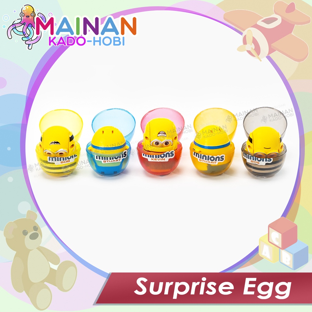 KADO MAINAN ANAK TELUR KEJUTAN SURPRISE EGG KARAKTER KARTUN MINION