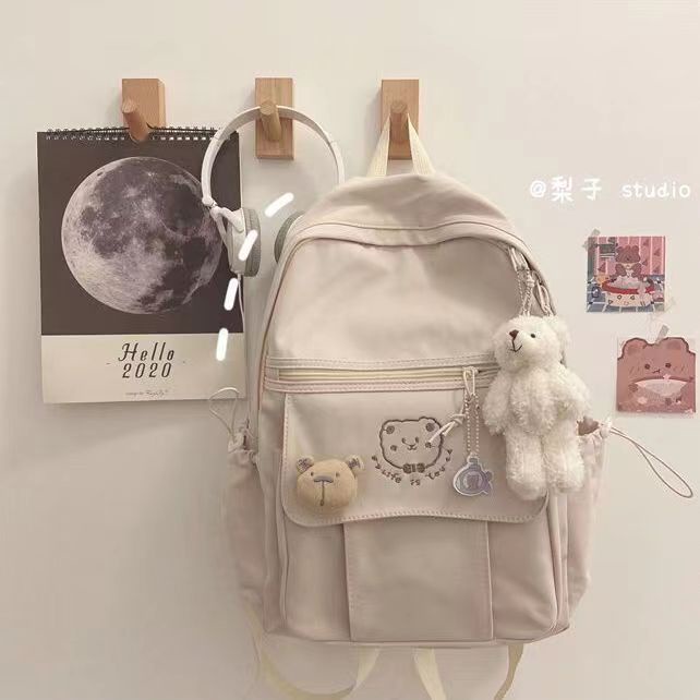 MIWA Backpak Nylon Tas Ransel Fashion Wanita Kekinian Korean Style Button Sekolah Bag kuliah Lucu Vintage Aesthetic Korea Chikoisme