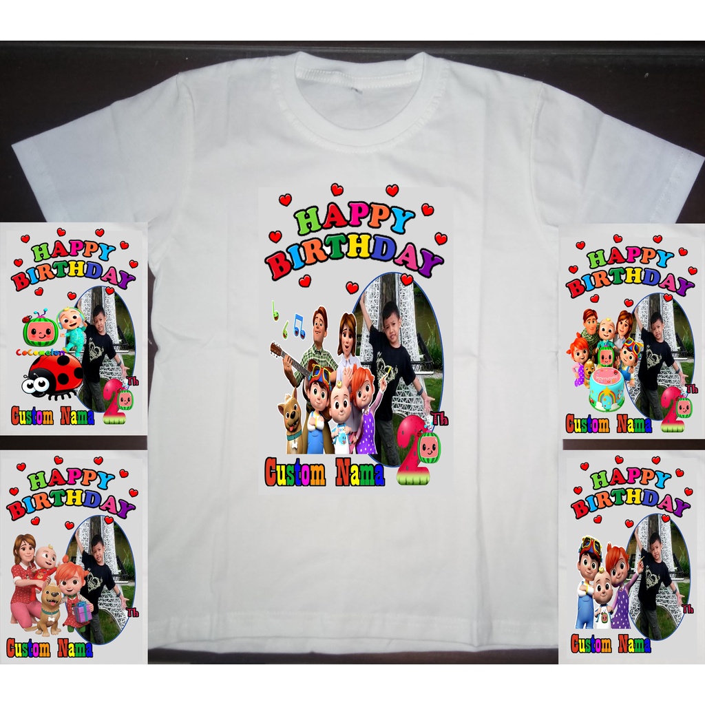 Kaos Ulang Tahun Anak Cocomelon Couple Keluarga Custom Foto