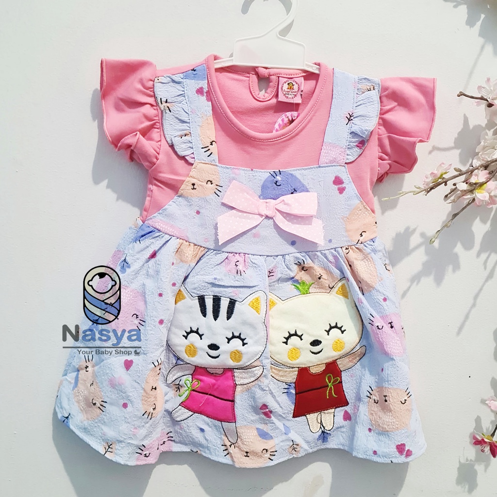 [SL-032] Dress bayi pendek anak overall motif animal lucu dan murah (3-6 bulan)