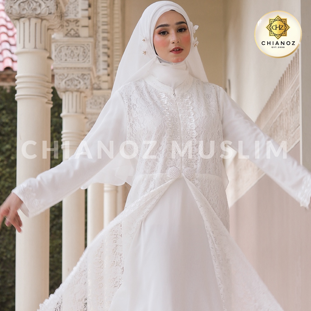 CHIANOZ Gamis Hitam Mewah Nikita Dress Brukat Renda Baju Lebaran Umroh Haji Manasik Pesta Akad 323 317