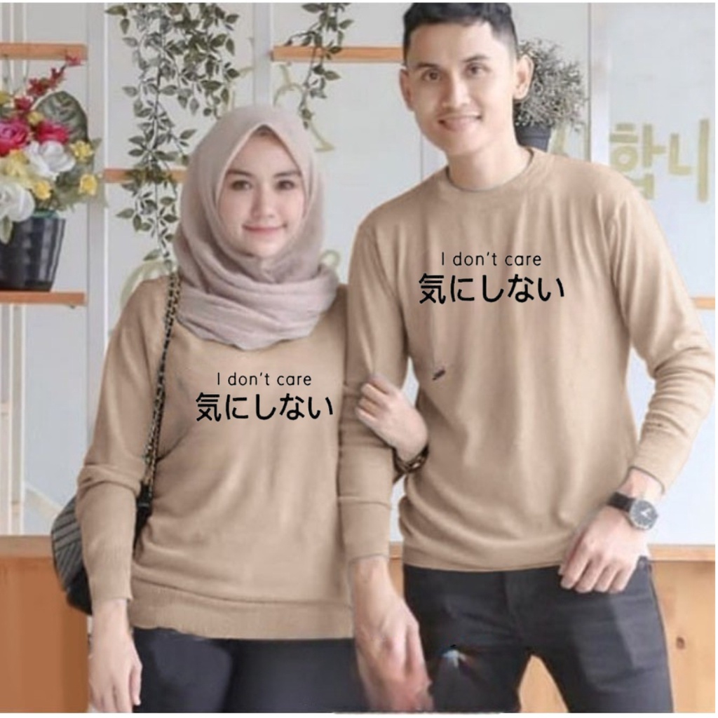 baju lengan panjang COUPLE i dont care / kaos distro trendy keren dan kekinian