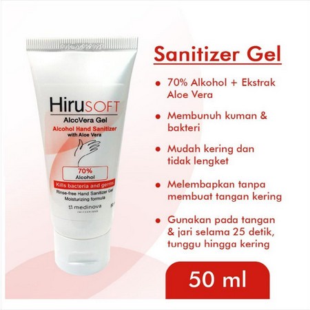 PEMBERSIH TANGAN GEL - HAND SANITIZER HIRUSOFT ALCOVERA GEL 50ML