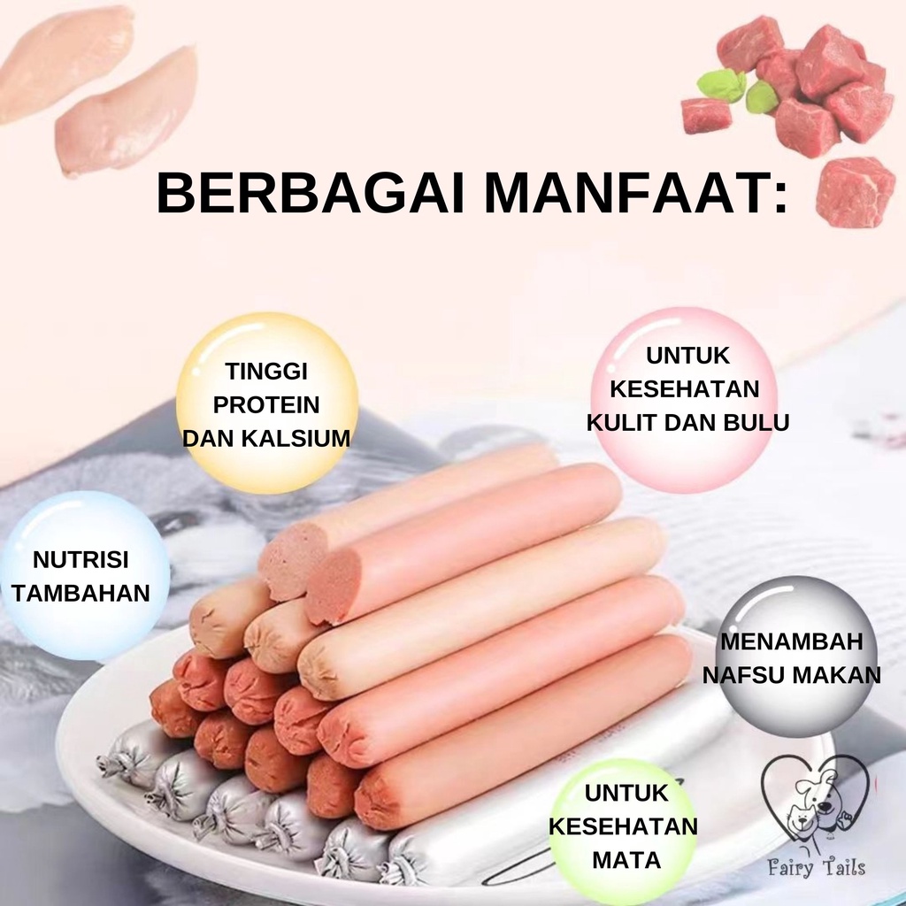 [PREMIUM] Sosis Daging Ayam dan Blueberry Cemilan Snack Anjing dan Kucing Anabul 15 gram / Ham Meat Sausage with Blueberry Recipe for Pet Dog and Cat