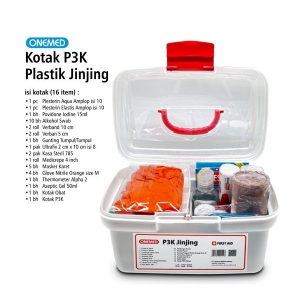 KOTAK P3K ONEMED JINJING ISI LENGKAP | FIRST AID &amp; EMERGENCY KIT UNTUK RUMAH / TEMPA KERJA / MOBIL / MOTOR / PERJALANAN