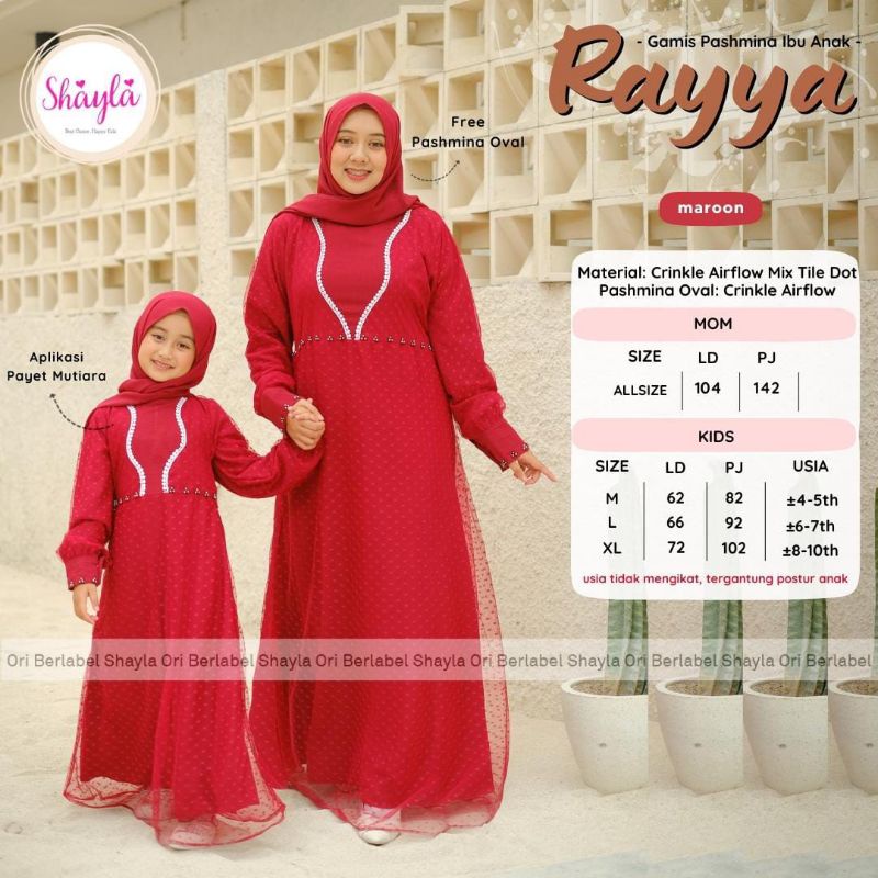 RAYYA DRESS Couple free pashmina By NSK | Couple Ibu Anak