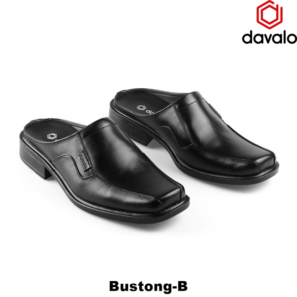 davalo Sandal Slide flip flop slip on Sendal selop slop pria ringan kulit sapi asli handmade Cibaduyut HITAM