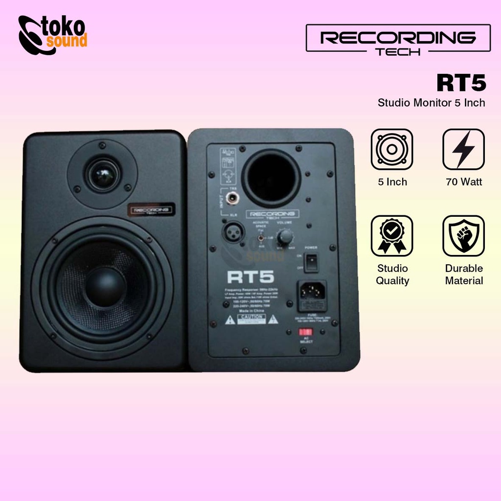 Recording Tech RT5 RT 5 RT-5 Speaker Flat studio monitor