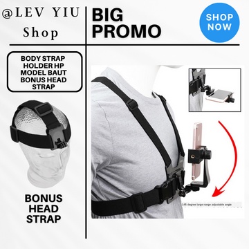 Body Strap Hp Holder Hp Motor Di Dada Chest Strap Hp Vlog Dada Untuk Motovlog Mount Kamera / Chest S