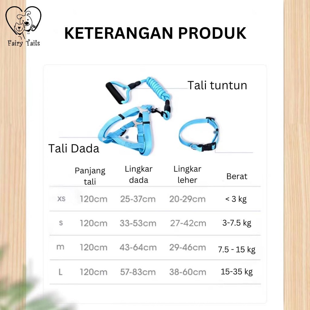 Pet Harness and Leash Tali Tuntun Dengan Strap Dada Y Untuk Outing Anjing dan Kucing Anabul / Y Harness Dog Leash Adjustable