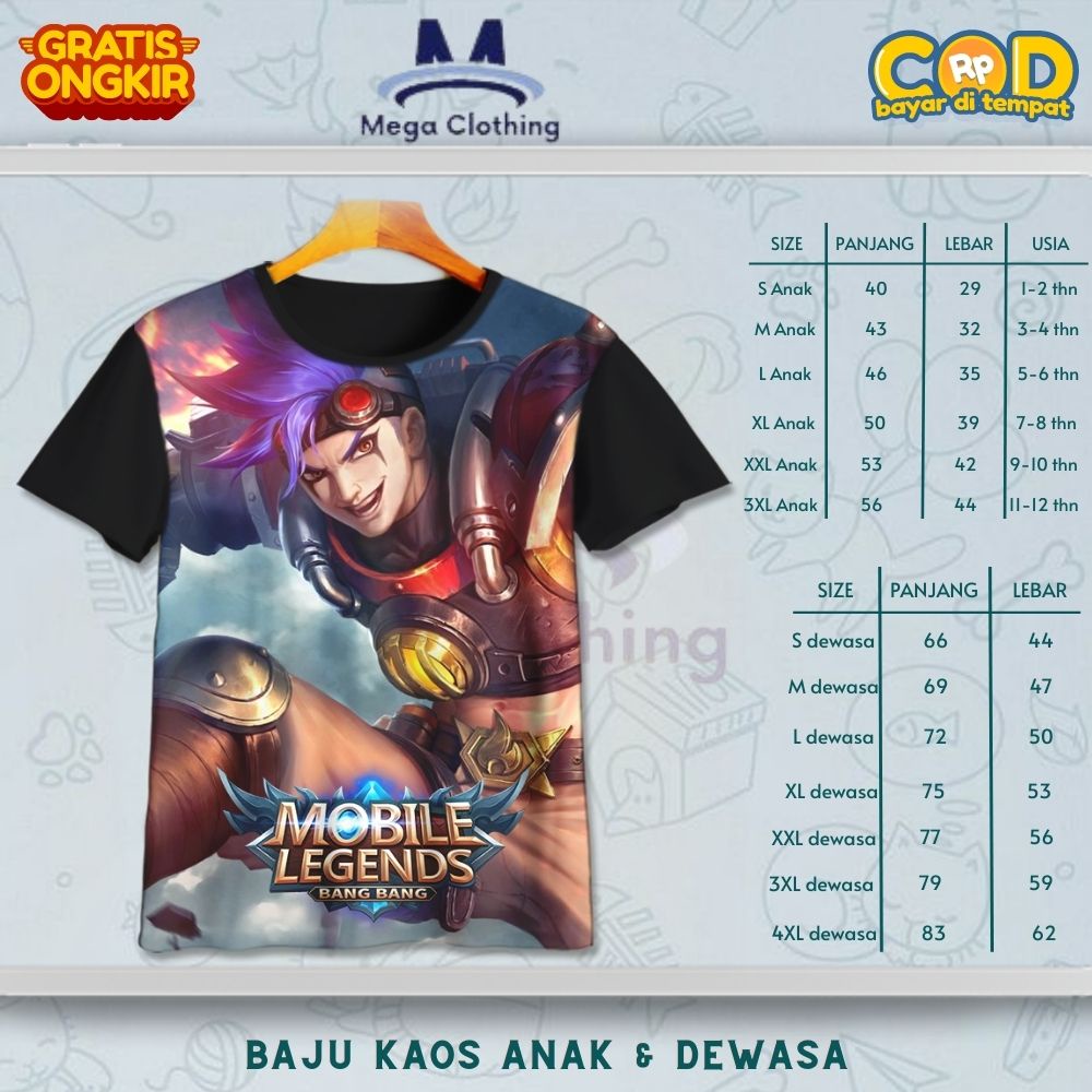 Kaos ML Mobile Legend Fighter X Borg Anak & Dewasa - Baju Couple Anak & Dewasa ML Mobile Legend Figh