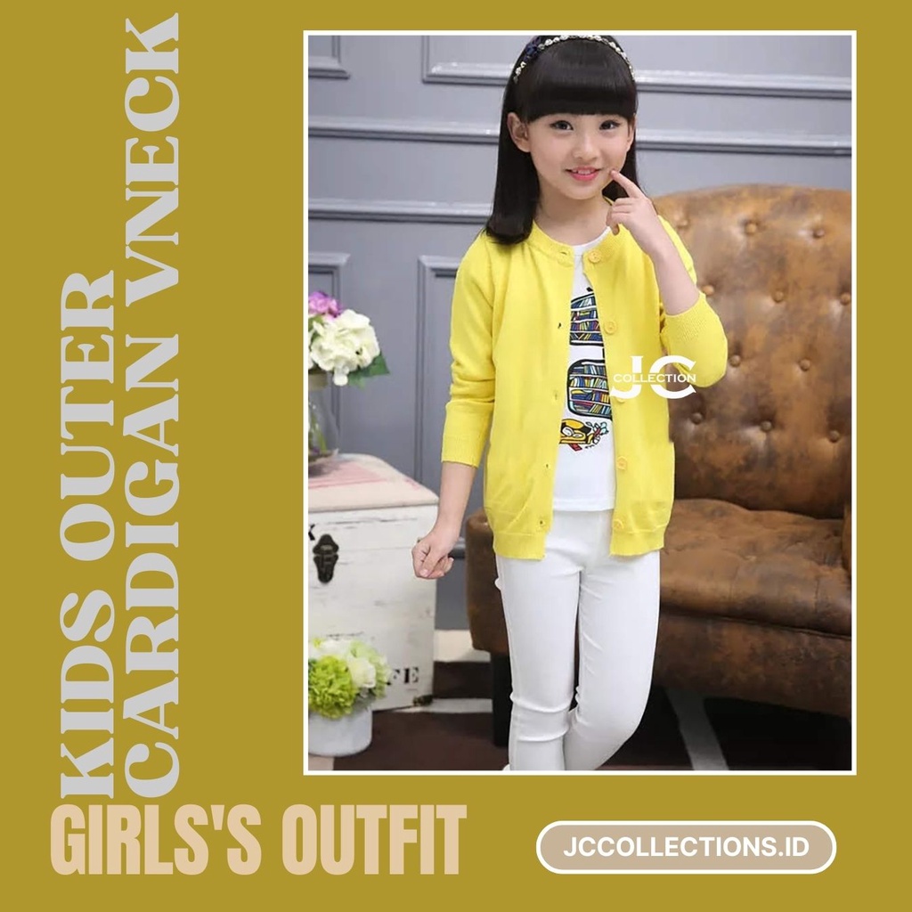 Kardigan Anak Perempuan Leher VNeck Wenny / Teens Cardigan Girl V-Neck - JCCollections