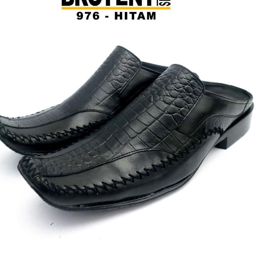 ✯ Sepatu Sandal Pria Bustong Kulit Asli Motif Buaya 976 ✲